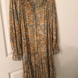 Free People Floral Maxi Dress - Mustard and Sky Blue